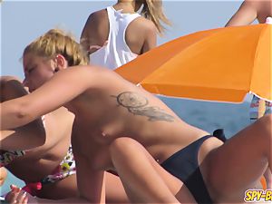 sizzling swimsuit teens thong topless voyeur Spy Beach