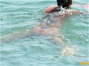large udders unexperienced Beach cougars - hidden cam Beach video