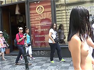 youthful hottie female Dee on Czech streets fully bare